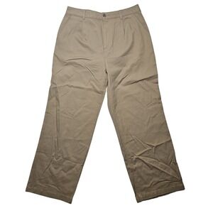 Mode‎ of One Relaxed-Fit Wide Leg Pleated Twill Pants Tannin Khaki Size 31
